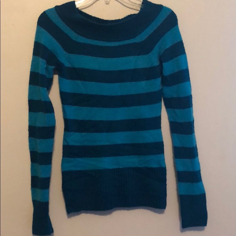 Striped blue long sleeve sweater